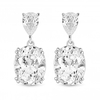 Sterling Silver 925 Cubic Zirconia Oval Drop Earrings