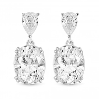 Sterling Silver 925 Cubic Zirconia Oval Drop Earrings