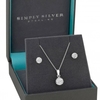 Sterling Silver 925 Cubic Zirconia Pave Ball Necklace and Earring Set