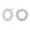Sterling Silver 925 Cubic Zirconia Pave Circle Stud Earring