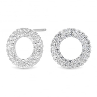 Sterling Silver 925 Cubic Zirconia Pave Circle Stud Earring