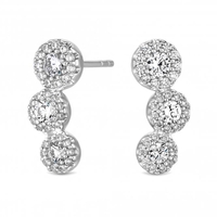 Sterling Silver 925 Cubic Zirconia Pave Floral Ear Climber Earring