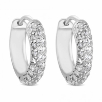 Sterling Silver 925 Cubic Zirconia Pave Hoop Earring