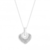 Sterling Silver 925 Cubic Zirconia Pave Link Heart Pendant Necklace