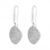 Sterling Silver 925 Cubic Zirconia Pave Organic Drop Earring