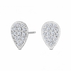 Sterling Silver 925 Cubic Zirconia Pave Pear Stud Earring