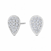 Sterling Silver 925 Cubic Zirconia Pave Pear Stud Earring