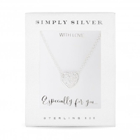 Sterling Silver 925 Cubic Zirconia Pave Rope Edge Heart Pendant