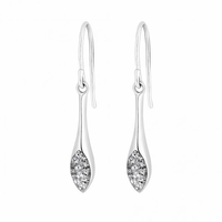 Sterling Silver 925 Cubic Zirconia Pave Sleek Drop Earring