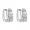 Sterling Silver 925 Cubic Zirconia Pave Square Huggie Hoop