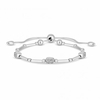 Sterling Silver 925 Cubic Zirconia Pave Station Toggle Bracelet