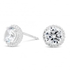 Sterling Silver 925 Cubic Zirconia Pave Surround Stud Earring