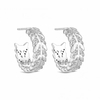 Sterling Silver 925 Cubic Zirconia Pave Vine Hoop Earring