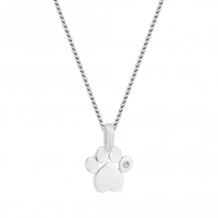 Sterling Silver 925 Cubic Zirconia Paw Print Pendant Necklace