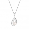 Sterling Silver 925 Cubic Zirconia Pear Drop Freshwater Pearl Necklace