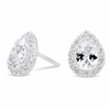 Sterling Silver 925 Cubic Zirconia Peardrop Cluster Stud Earring