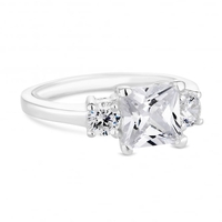 Sterling Silver 925 Cubic Zirconia Princess Trilogy Ring