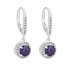 Sterling Silver 925 Cubic Zirconia Purple Clara Drop Earring