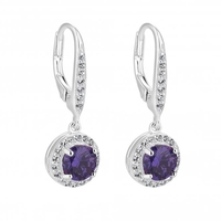 Sterling Silver 925 Cubic Zirconia Purple Clara Drop Earring