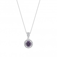 Sterling Silver 925 Cubic Zirconia Purple Clara Necklace