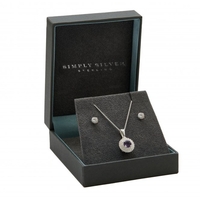 Sterling Silver 925 Cubic Zirconia Purple Round Diamond Set - Gift Boxed