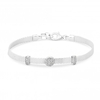 Sterling Silver 925 Cubic Zirconia Round Station Mesh Bracelet