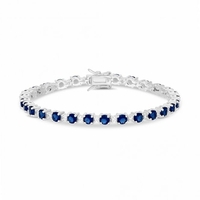 Sterling Silver 925 Cubic Zirconia Sapphire Solitaire Tennis Bracelet