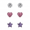 Sterling Silver 925 Cubic Zirconia Shape Stud Earrings - Pack Of 3