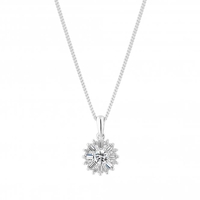 Sterling Silver 925 Cubic Zirconia Snowflake Pendant Necklace