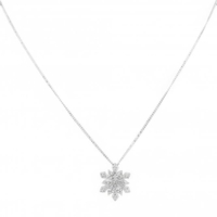 Sterling Silver 925 Cubic Zirconia Snowflake Pendant Necklace