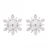 Sterling Silver 925 Cubic Zirconia Snowflake Stud Earrings