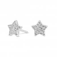 Sterling Silver 925 Cubic Zirconia Star Stud Earrings