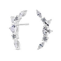 Sterling Silver 925 Cubic Zirconia Stone Ear Climber Earrings