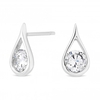 Sterling Silver 925 Cubic Zirconia Tear Drop Stud Earring