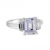 Sterling Silver 925 Cubic Zirconia Tri Stone Emerald Cut Ring