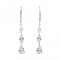 Sterling Silver 925 Cubic Zirconia Triple Pear Drop Earrings