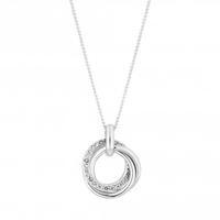 Sterling Silver 925 Cubic Zirconia Triple Ring Pendant Necklace
