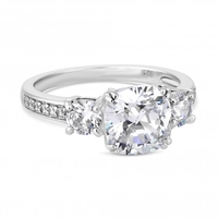 Sterling Silver 925 Cubic Zirconia Triple Stone Ring