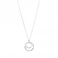 Sterling Silver 925 Cubic Zirconia Twist Double Open Pendant Necklace