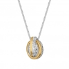 Sterling Silver 925 Cubic Zirconia Two Tone Barrel Pendant Necklace