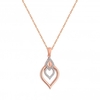 Sterling Silver 925 Cubic Zirconia Two Tone Diamond Shape Open Pendant