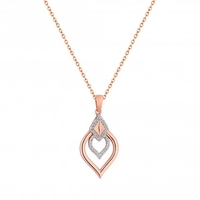 Sterling Silver 925 Cubic Zirconia Two Tone Diamond Shape Open Pendant