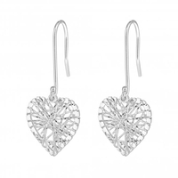 Sterling Silver 925 Diamond Cut Cage Heart Drop Earring