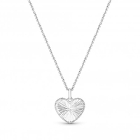 Sterling Silver 925 Diamond Cut Heart Necklace