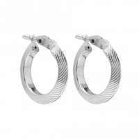 Sterling Silver 925 Diamond Cut Triangle Mini Hoop Earrings