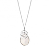 Sterling Silver 925 Disc Layered On Mother Of Pearl Pendant Necklace
