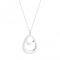 Sterling Silver 925 Double Oval Open Twist Pendant