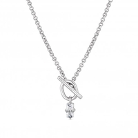 Sterling Silver 925 Emerald Cut Cubic Zirconia T Bar Necklace
