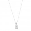 Sterling Silver 925 Emerald Cut Double Pendant Necklace