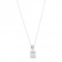 Sterling Silver 925 Emerald Cut Double Pendant Necklace